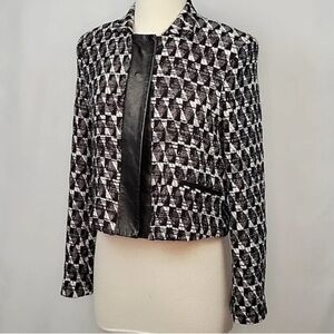 Rebecca Minkofff Jacket Blazer Carolyn Tweed Leather Cropped Women’s Size XS